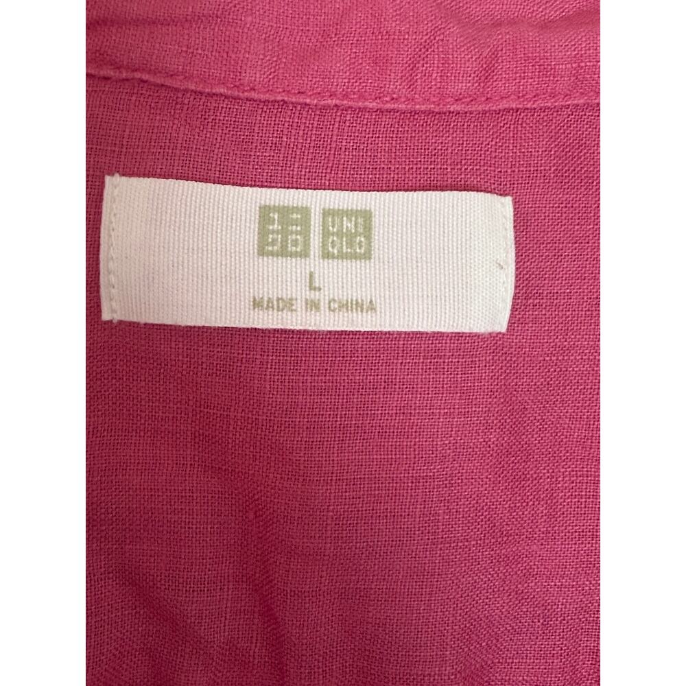 Women's Uniqulo Pink Linen button down shirt‎ top Size Large - Picture 3 of 5